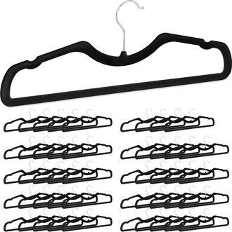OEM Juego De 50 Perchas De Terciopelo, Perchas Para Trajes Y Pantalones, Antideslizantes, Con Muesca Y Gancho