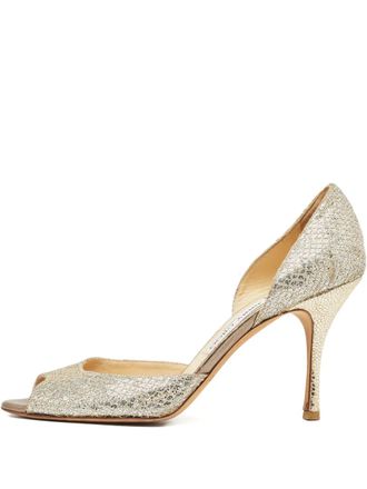 Jimmy Choo London glitter peep-toe pumps - Gold