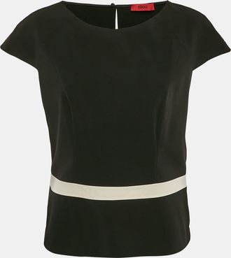 HUGO BOSS Black Crepe Contrast Trim Cotine Top