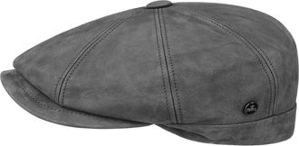 Lierys Nappa Wax Leather Flat Cap Men Autumn Winter Grey
