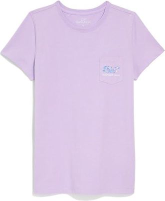 Vineyard Vines Whale Fill Short Sleeve Pocket T-Shirts Womens T Shirt Lilac Breeze : MD, Cotton