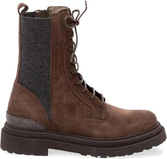 Brunello Cucinelli Lace-up Boots - Dames - Veterlaarzen - Bruin - 36 EU - Schoenen