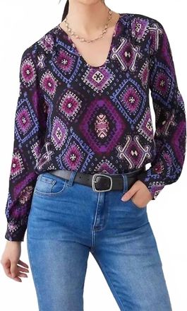 Karen Kane Long Sleeve Scoop Neck Blouse In Print