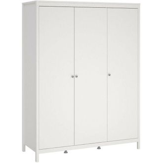 Dmora Dmora - Guardaroba 3 ante Justina, Mobile camera da letto, Cabina armadio portabiti, Armadio appendiabiti, 150x58 h199 cm, Bianco