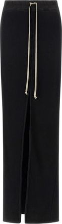 Rick Owens Zwarte Fleece Katoenen Rok met Koord - Dames - Maxi Rokken - Zwart - S - Katoen - Rokken