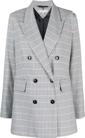 Tommy Hilfiger Blazer DB Holgado de Cuadros Peque&ntilde;os - Jackets - Mujer - Azul - 2XS