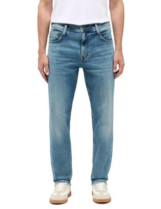 Mustang Tapered-fit-Jeans MUSTANG Herren Style Denver Tapered, Herren, Gr. 32, L&auml;nge 30, blau (424 mittelblau), Denim/Jeans, 99% Baumwolle, 1% Elasthan, unifa