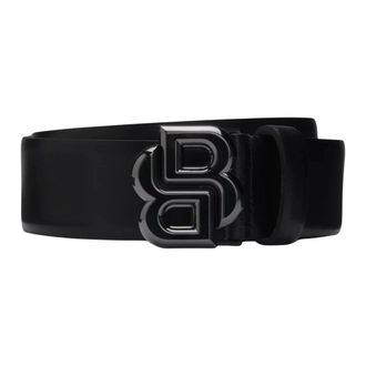 HUGO BOSS Accessoires, Heren, Zwart, 115 CM, Leer, Italiaans leren riem met dubbele B-monogramgesp