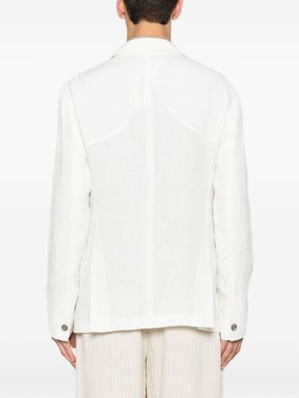 Emporio Armani Linen Single-Breasted Blazer - White