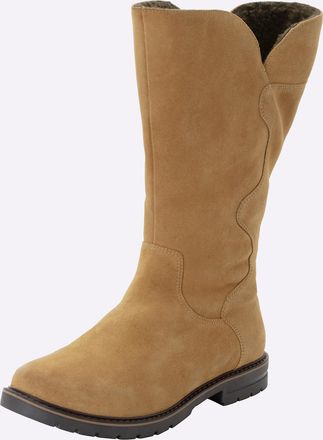 Sheego Weitschaftstiefel SHEEGO, Damen, Gr. 37, XXL-Schaft, cognac, Veloursleder, Schuhe Weitschaftstiefel