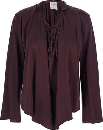 Forte_Forte Forte_Forte Bordeaux Blouse With Drawstring At The Neck In Silk Blend Woman