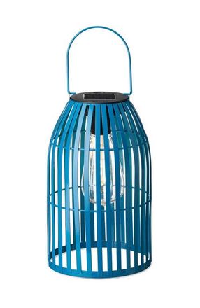 Glitzhome Metal Woven Solar Powered Outdoor Hanging Lantern in Blue at Nordstrom, Size Medium
