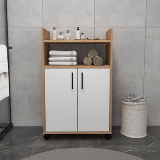 Dmora Armario Multiuso 2 Puertas Marzi, 4 Estantes, 2 Puertas, 3 Compartimentos, 60x97h Cm Marr&oacute;n Roble