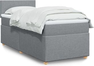 vidaXL Vidaxl - Cama Box Spring Con Colch&oacute;n Tela Gris Claro 90x190 Cm