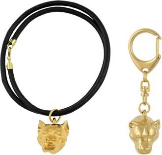 OEM American Staffordshire Terrier, Amstaff, Amstaf - Llavero Y Collar Con Perro En Caja, Producto Ba&ntilde;ado En Oro De Alta Calidad, Marca Art-dog