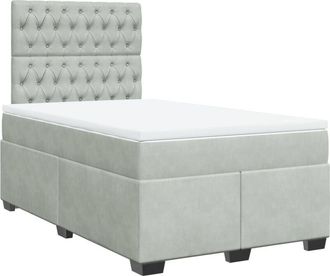 vidaXL Box Spring Bed with Mattress Light Grey 120x190 cm Small Double Velvet Vidaxl