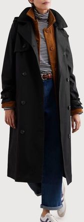 Seasalt Cornwall Penweathers Waterproof Organic Cotton Trench Coat in Black at Nordstrom, Size 14 Us