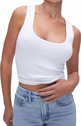 Good American Heritage Micro Rib Scoop Neck Tank Top In White