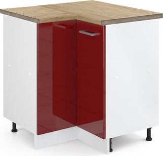 Vicco Armario De Esquina R-line, Rojo Burdeos Alto Brillo, 75.6 Cm, Et Roble