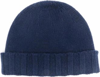 Drumohr Cashmere Beanie - Heren - Hoeden - Blauw - 46 CM - Kasjmier - Accessoires