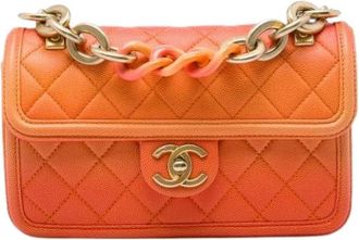 Chanel Pre-owned Sunset On The Sea Flap Bag - Dames - Vintage Schoudertas - Oranje - ONE Size - Leer - Vintage
