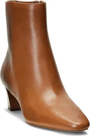 Ralph Lauren Lauren Ralph Lauren Willa Boots Womens Tan Leather Square Toe Bootie LION1079