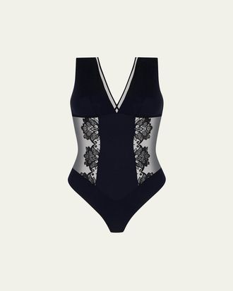 Lise Charmel Diva Glamour Embroidered Tulle Bodysuit