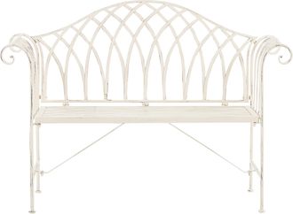 Beliani Beliani - Banco De Jard&iacute;n De Metal Blanco 130 Cm 2 Plazas Reposabrazos Vintage Milazzo