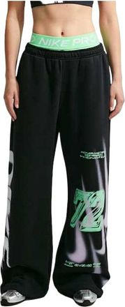 Nike (WMNS) Nike Studio Fleece Medium Weight Oversized High-Rise Straight-Leg Graphic Pants Total Black Sail IV4956-001