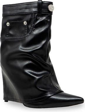 Chase + Chloe by Intouch Footwear Adonis Foldover Ankle Bootie in Black at Nordstrom Rack, Size 5.5