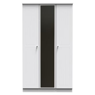 Welcome Furniture Monroe Ready Assembled Wardrobe with Triple Mirror - White Matt / White - Welcome Furniture | TJ Hughes
