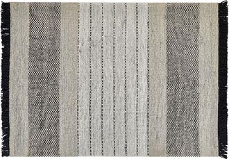 Beliani Beliani - Alfombra De Lana Beige Claro Negro 160 X 230 Cm Hecho A Mano Borlas Yazlik