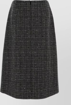 Fendi tweed skirt embroidered knee length high waist