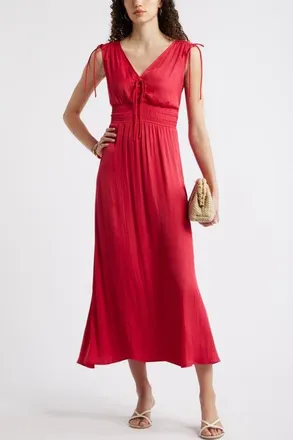 Nordstrom Smocked Waist Sleeveless Maxi Dress in Red Jazzy at Nordstrom, Size Xx-Large