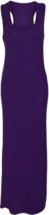 Crazy Girls Womens Plain Muscle Racer Back Sleeveless Bodycon Long Maxi Dress, Purple, ML (UK 12-14)