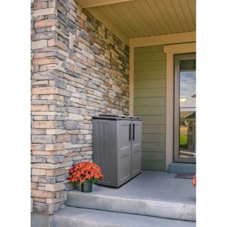 Dmora Dmora - Armario De Basura Para Exteriores O Internos, Puerta M&oacute;vil 3 Bolsas A 2 Puertas, 100% Made In Italy, 68x37h84 Cm, Color Gris, Con Embalaje Ref