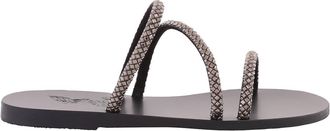 Ancient Greek Sandals v Ladies Black Polytimi Crystal Sandals