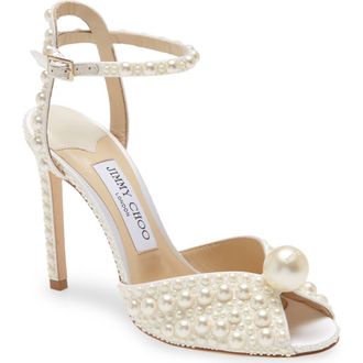 Jimmy Choo London Sacora Embellished Sandal in White/White at Nordstrom, Size 10.5Us