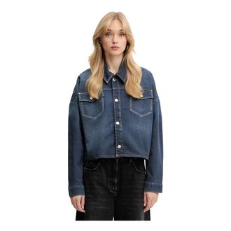 Guess Jassen, Dames, Blauw, XS, Denim, Western Denim Shacket