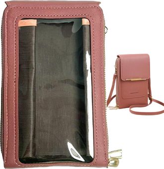 Generic Bag - Touchscreen Friendly Phone Pouch, Faux Leather Zipper Wallet, Compact Purse with Card Holder, Organizer for Keys Cosmetics Small Women and Teens