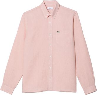 Lacoste Casual Linnen Overhemd - Heren - Casual Overhemden - Roze - XL - Linnen - Overhemden