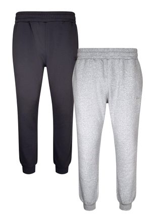 Siksilk Mens Black and Grey Marl Pack of 2 Joggers XXL
