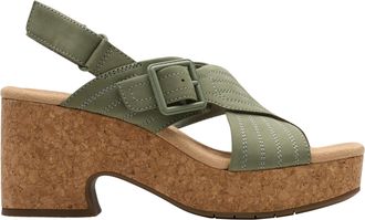 Clarks Womens Nerisa West Sandal, Sage Nubuck, 7.5 UK