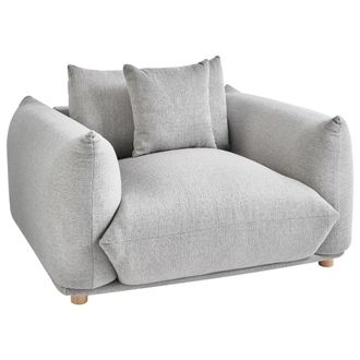 Beliani Sill&oacute;n Sala De Estar Asiento Y Respaldo Tapizados En Tela Patas De Madera Gris Claro Luvos