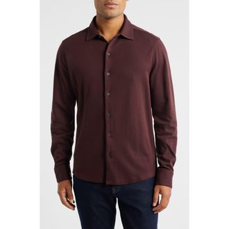 Robert Barakett Milo Knit Button-Up Shirt in Deep Bordeaux at Nordstrom Rack, Size X-Large