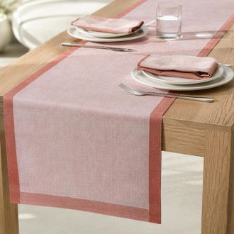 KASANOVA Runner 40x120 cm Chambray rosso bordato