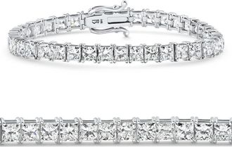 Pompeii3 16.30Ct Princess Cut Diamond 7 Tennis Bracelet 14k Gold Lab Grown