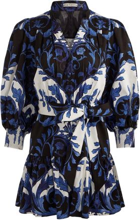 Alice & Olivia Abito corto Cora con maniche a palloncino - Blu