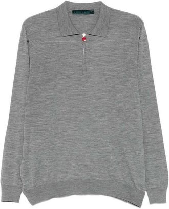 Kiton Polo in maglia effetto melange - - Knitwear - Uomo - Grigio - L