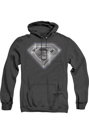 Gildan Superman Bling Shield Adult Heather Hoodie / Hooded Sweatshirt